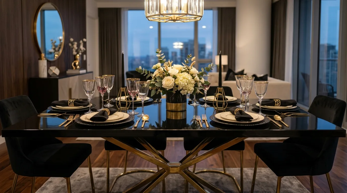 Bring in metallic accents for a richer holiday finish inspiration for a holiday dining table.